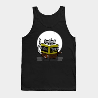 Cute Reading Bookworm Samurai Cat for Cat Lovers and Bookworms Tank Top